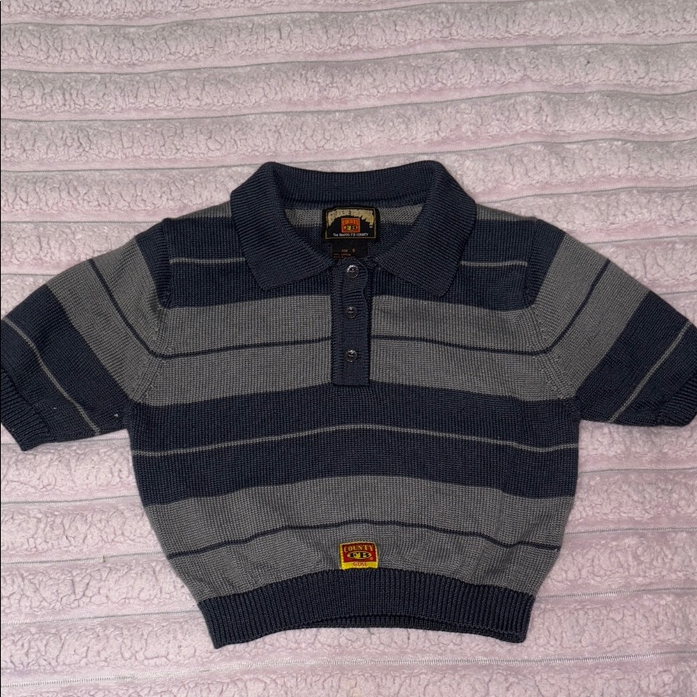 Stylish Gray Striped Kids Polo Shirt